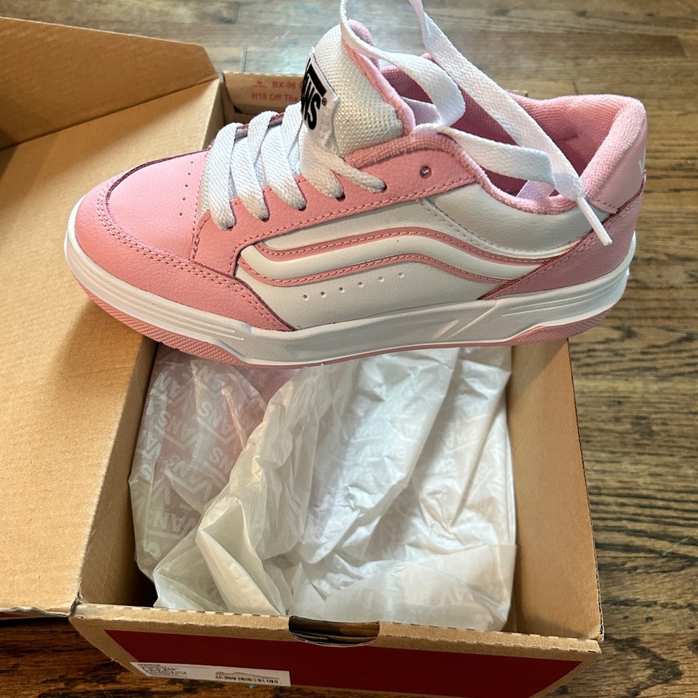 Vans Pink and White High-Top Sneakers